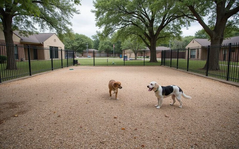 A fenced dog run at a Fort Worth apartment community