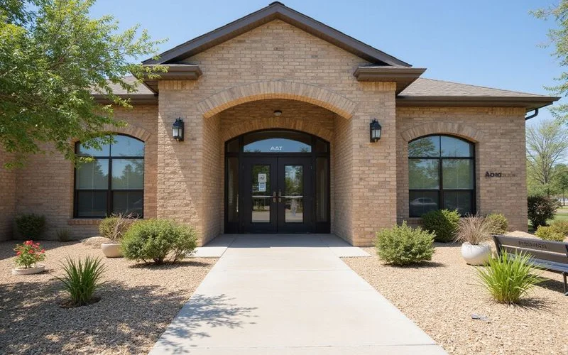 A new apartment community entrance off North Tarrant Parkway