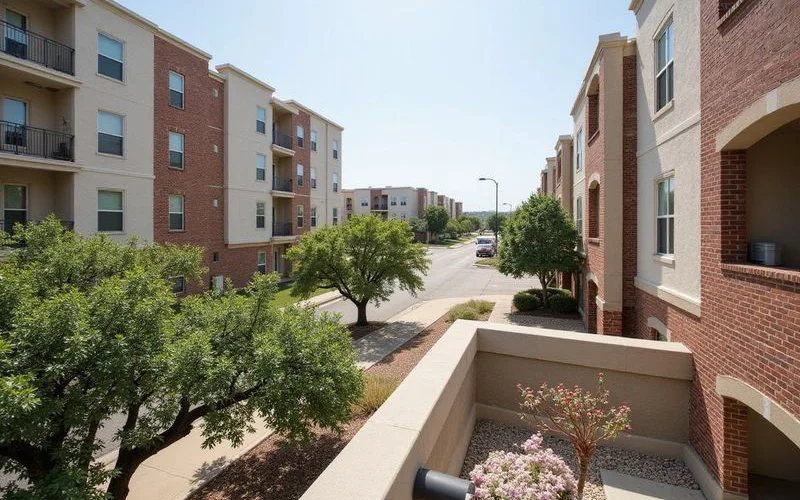 The I-35W corridor seen from a North Fort Worth apartment balcony