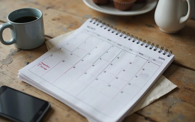 A calendar with move dates and an inspection date circled