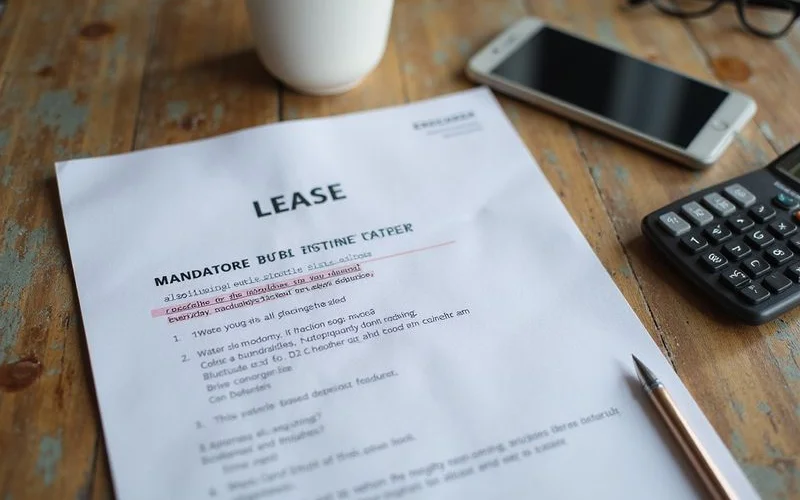 A lease page showing a mandatory bulk internet fee highlighted