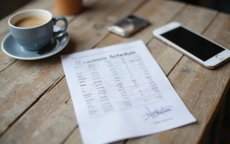 A premium schedule printout with monthly amounts totalled by hand