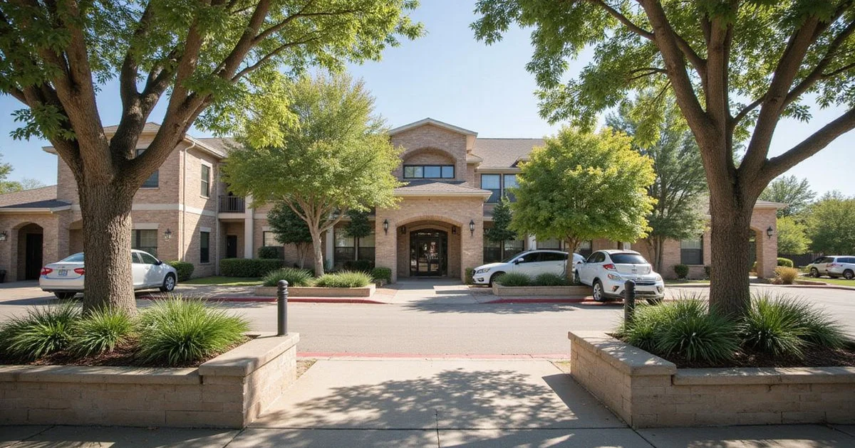 A newly opened Fort Worth apartment community with a now-leasing banner