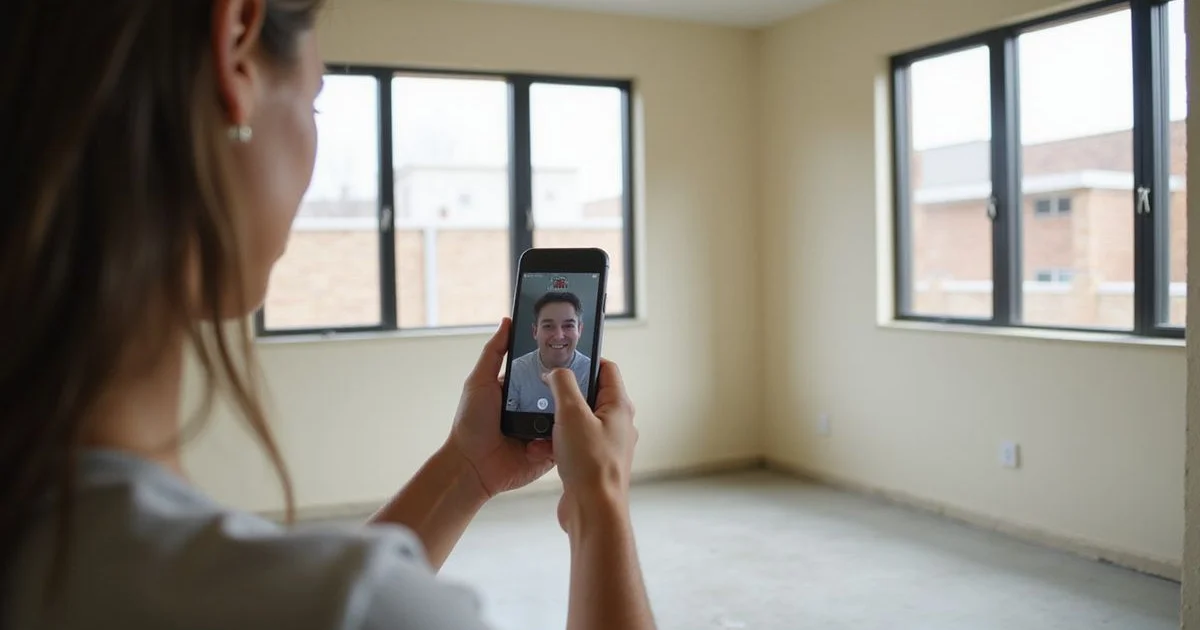 A video tour being recorded inside an empty Fort Worth apartment