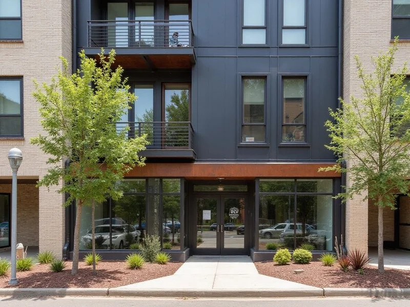 A West 7th mid-rise facade with charcoal cladding