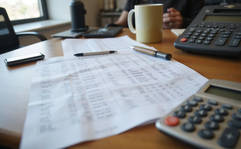 A concession sheet with effective rent worked out by hand on a calculator